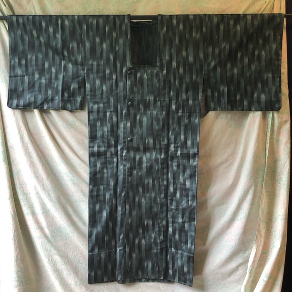 Vintage michiyuki coat in modern ikat - Picture 1 of 7
